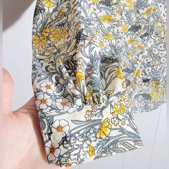 H&M Floral Blouse Blue Yellow Size 6 - Picture 2 of 5